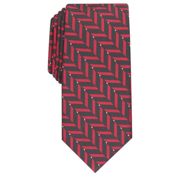 (5/$25 SALE ✅) ALFANI  Mens Devon Red Silk Blend Professional Business Necktie - Picture 4 of 6